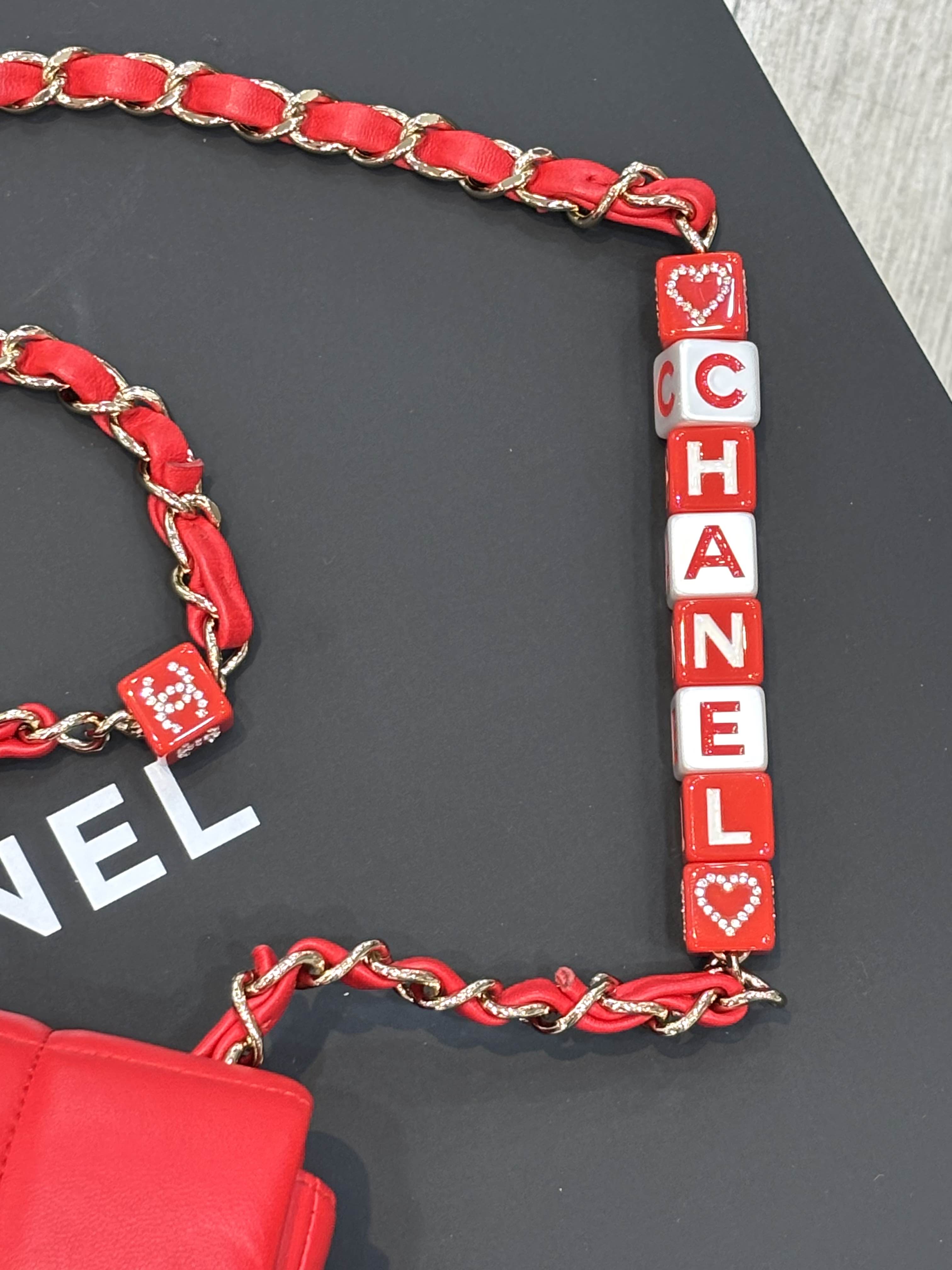CHANEL MONACOCO LOGO BLOCKS MINI FLAP QUILTED LAMBSKIN LEATHER BAG