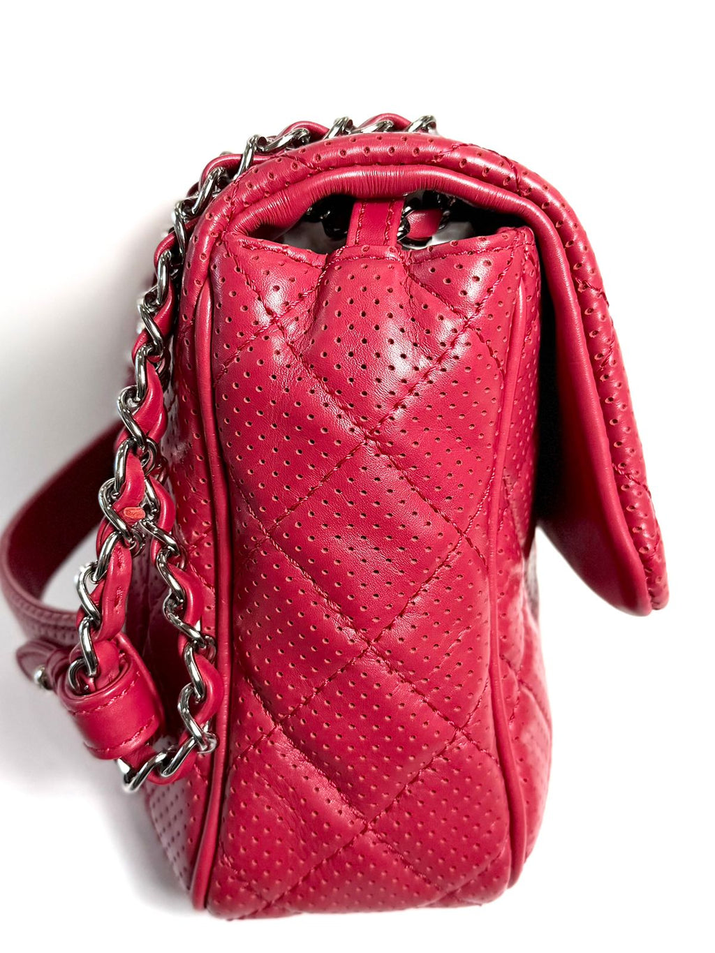 CHANEL PERFORATED LAMBSKIN LEATHER PUNCH JUMBO FLAP BAG
