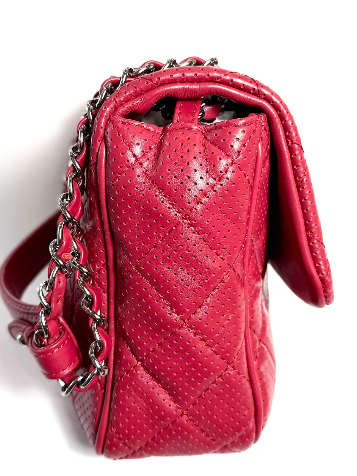 CHANEL PERFORATED LAMBSKIN LEATHER PUNCH JUMBO FLAP BAG