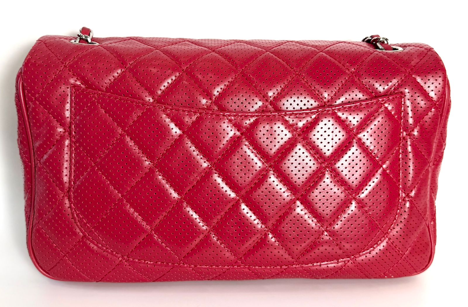 CHANEL PERFORATED LAMBSKIN LEATHER PUNCH JUMBO FLAP BAG