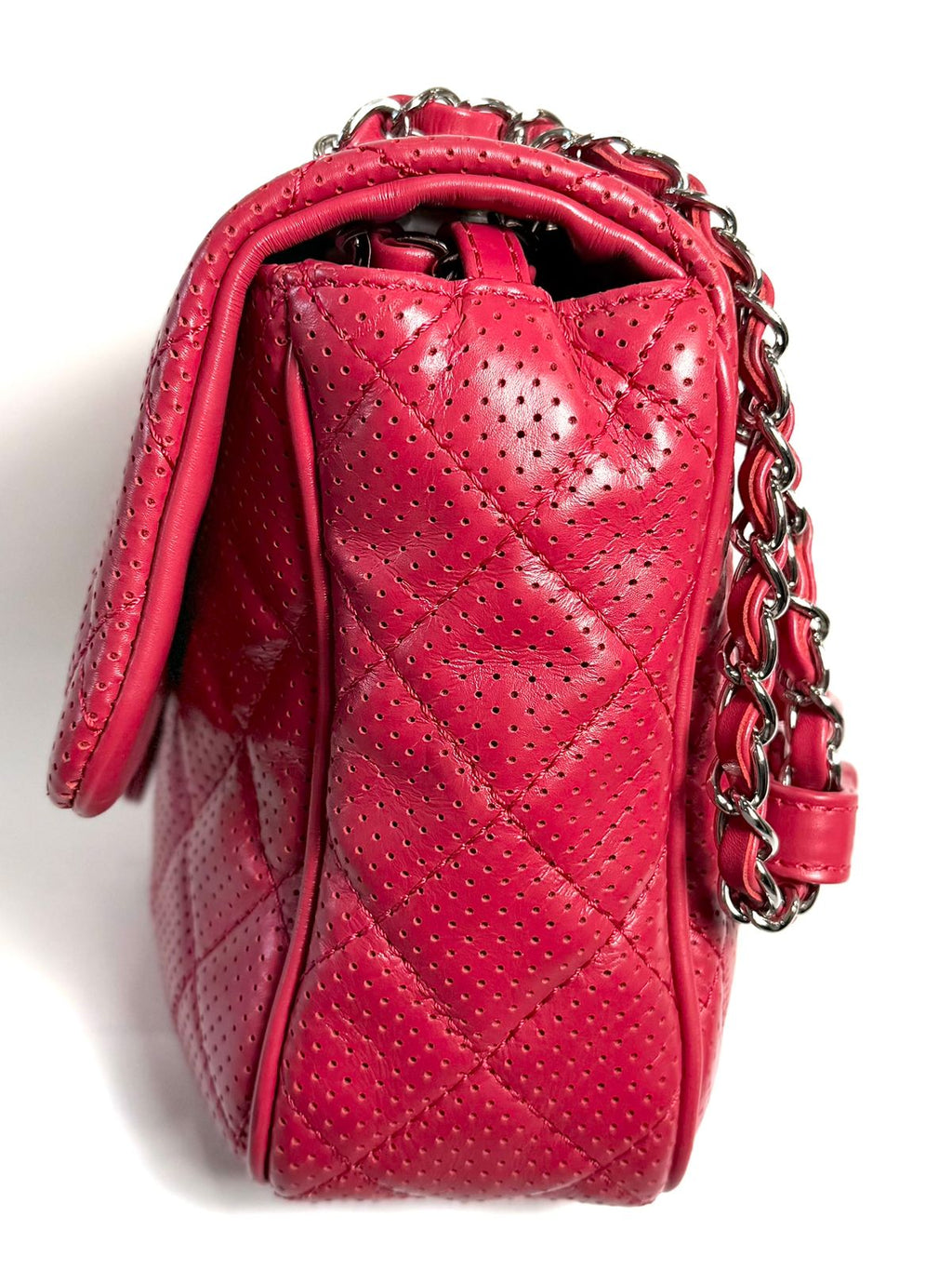 CHANEL PERFORATED LAMBSKIN LEATHER PUNCH JUMBO FLAP BAG