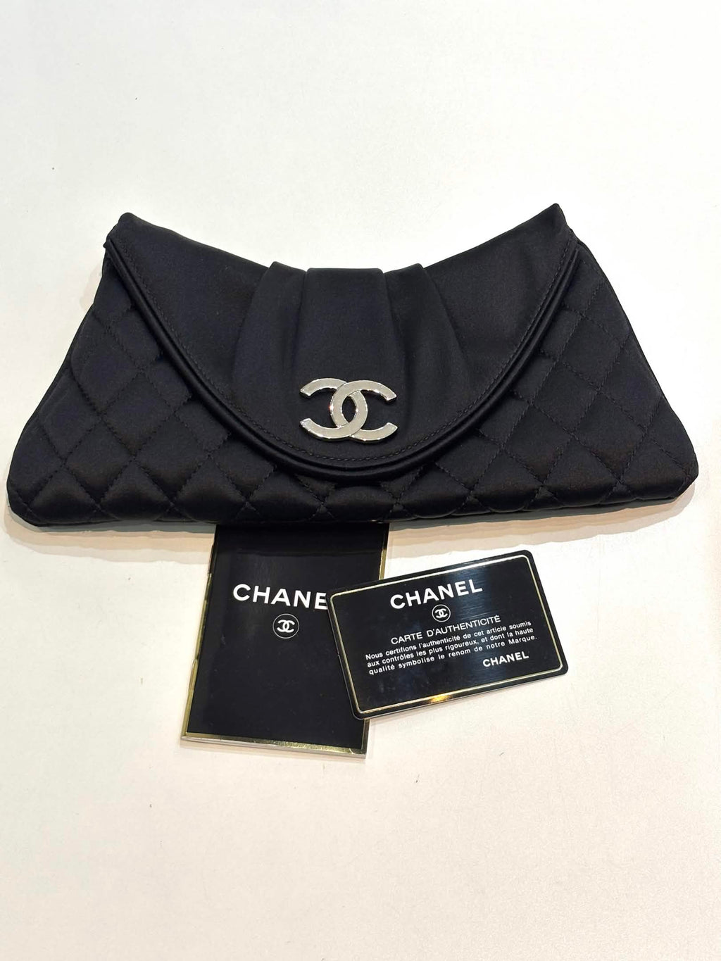 CHANEL SATIN HALF MOON CLUTCH