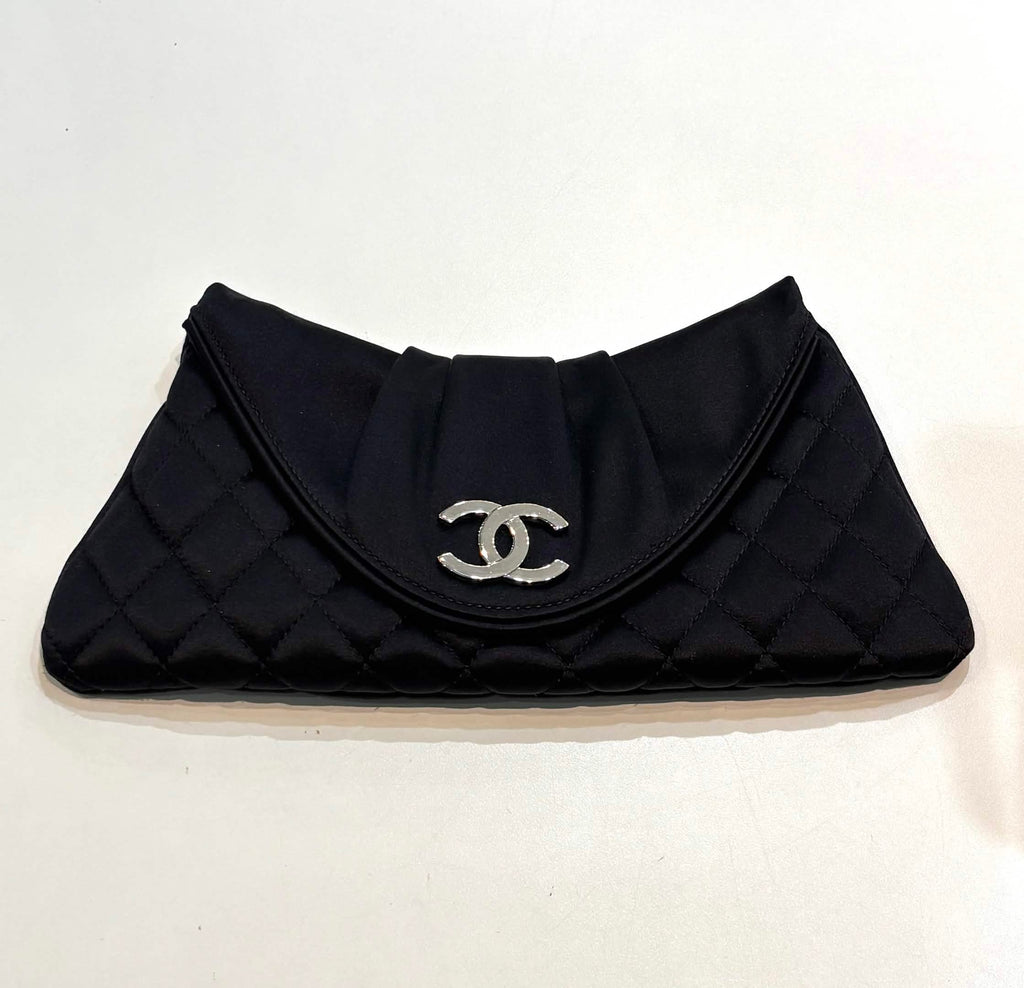 CHANEL SATIN HALF MOON CLUTCH