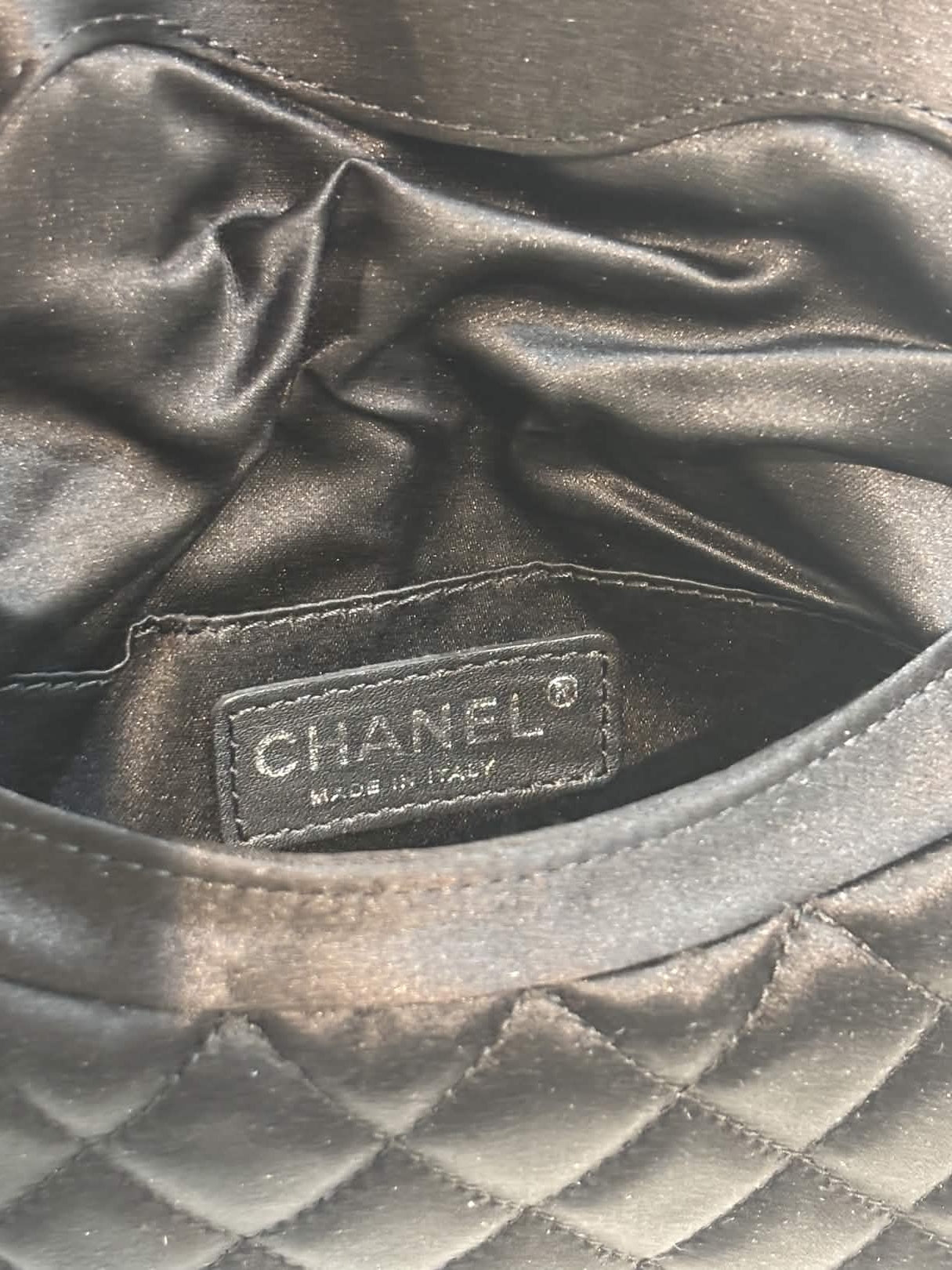 CHANEL SATIN HALF MOON CLUTCH