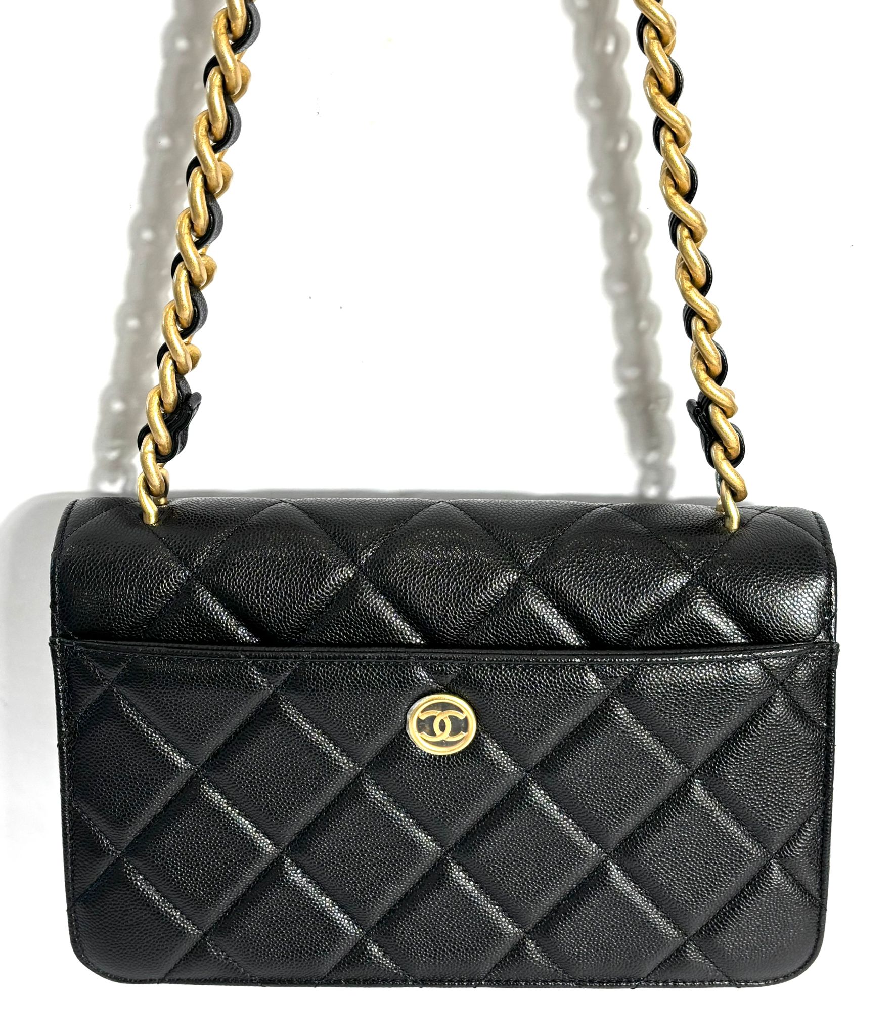 CHANEL SHINY CAVIAR QUILTED FLAP BAG