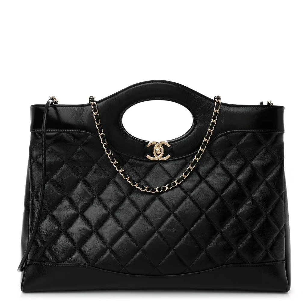 CHANEL SHINY LAMBSKIN QUILTED 31 SHOPPING TOTE BAG