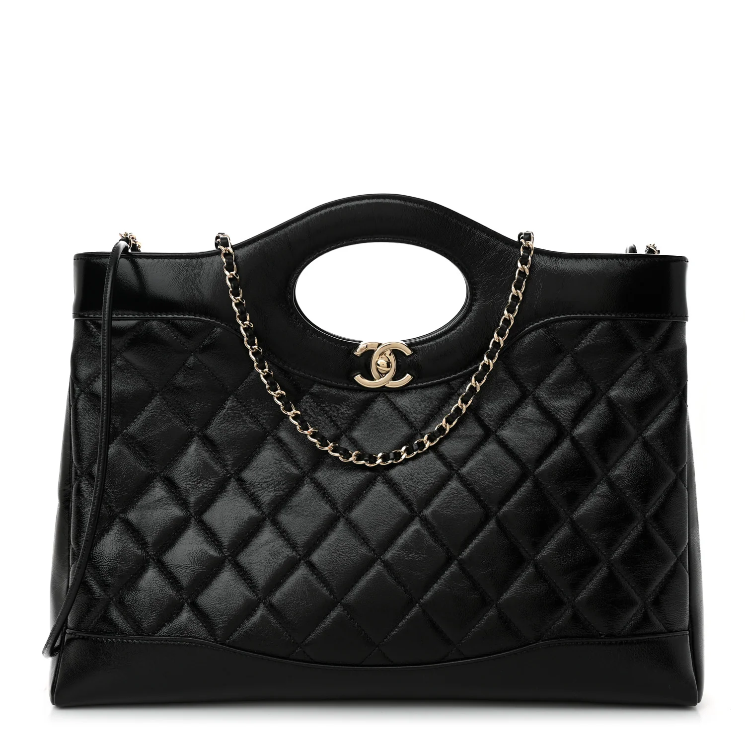 CHANEL SHINY LAMBSKIN QUILTED 31 SHOPPING TOTE BAG