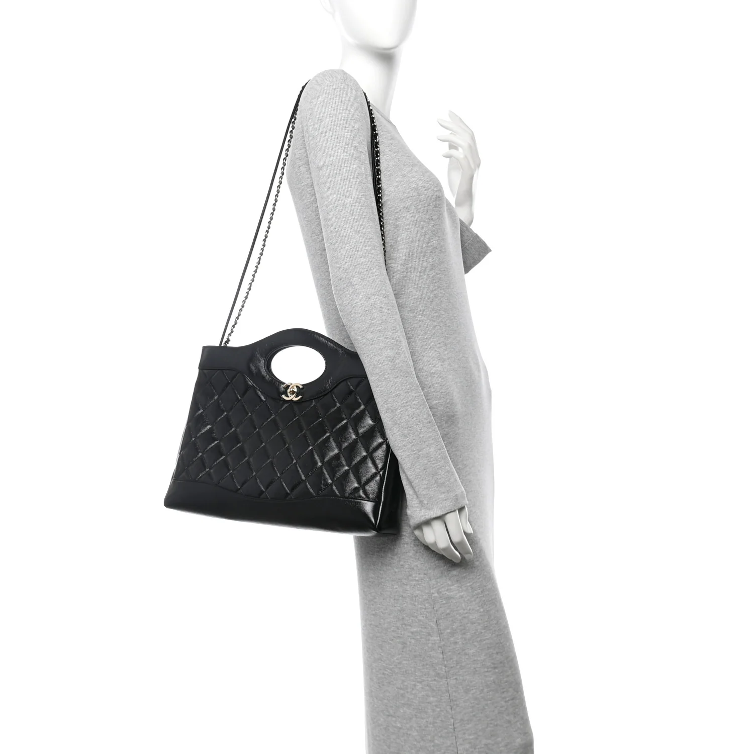 CHANEL SHINY LAMBSKIN QUILTED 31 SHOPPING TOTE BAG