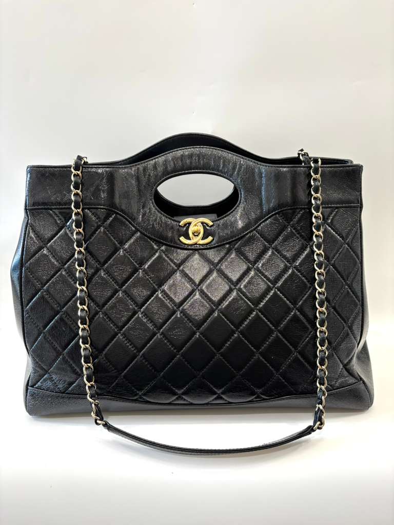CHANEL SHINY LAMBSKIN QUILTED 31 SHOPPING TOTE BAG