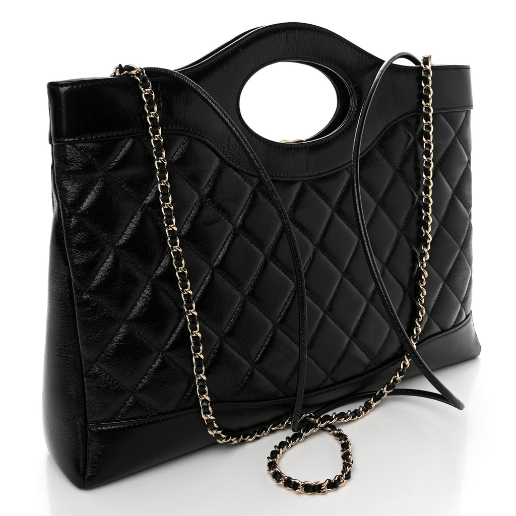 CHANEL SHINY LAMBSKIN QUILTED 31 SHOPPING TOTE BAG