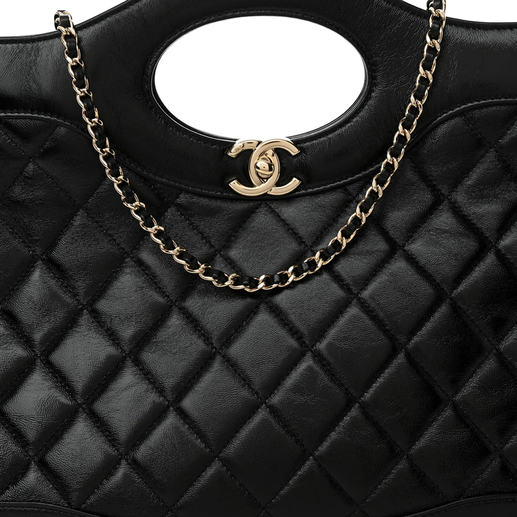CHANEL SHINY LAMBSKIN QUILTED 31 SHOPPING TOTE BAG