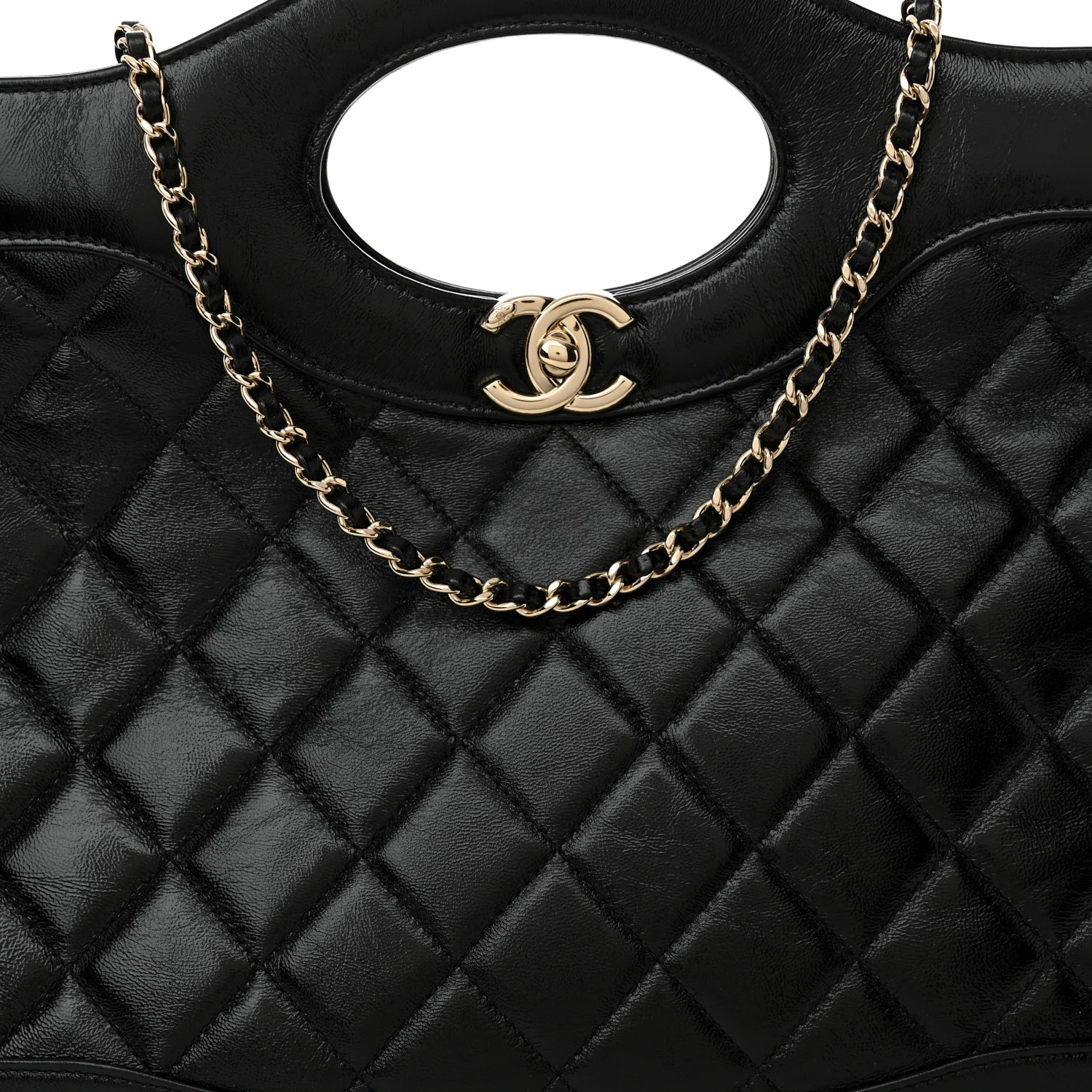 CHANEL SHINY LAMBSKIN QUILTED 31 SHOPPING TOTE BAG