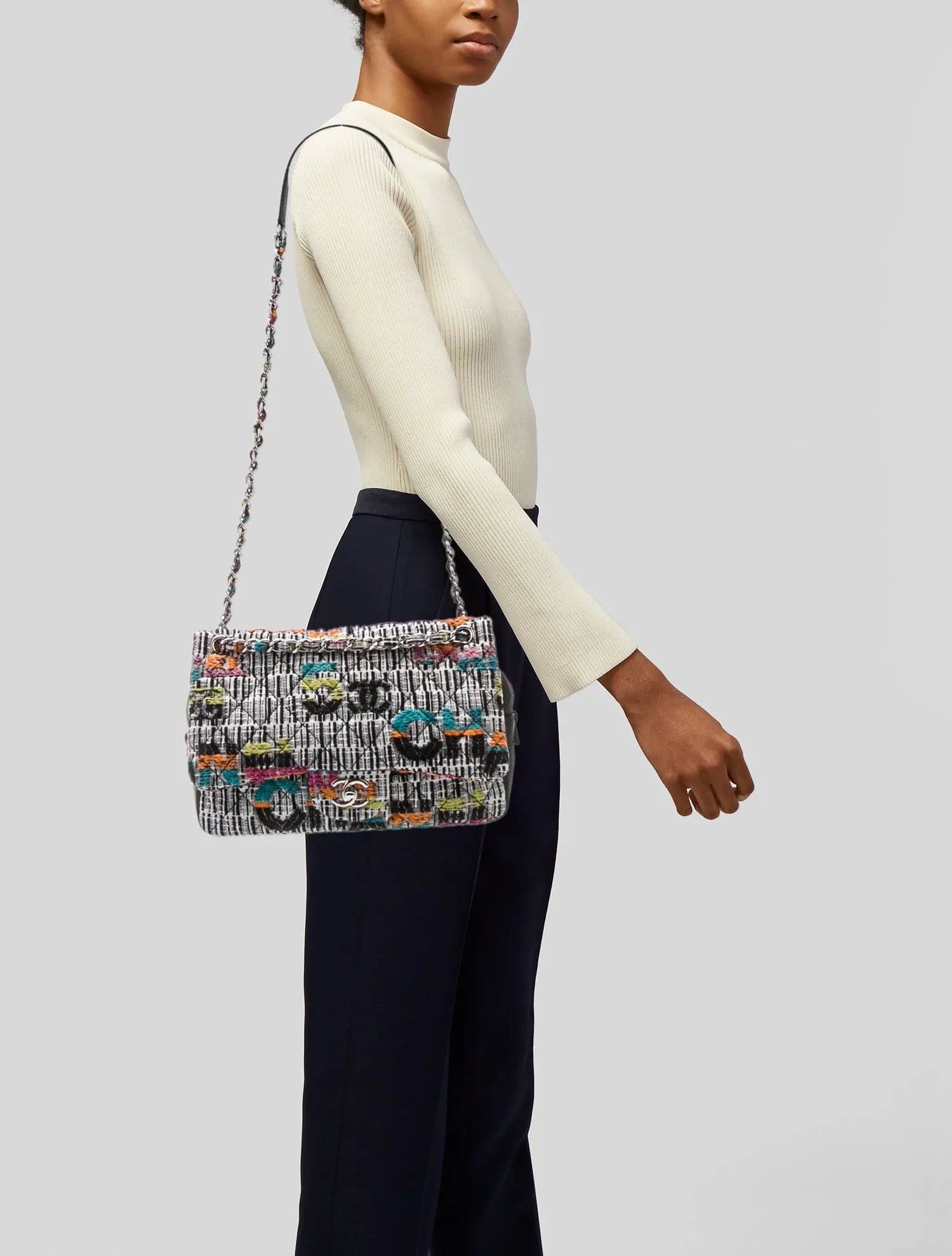 CHANEL TWEED EASY FLAP BAG