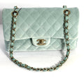 CHANEL VELVET QUILTED SMALL DOUBLE FLAP BAG