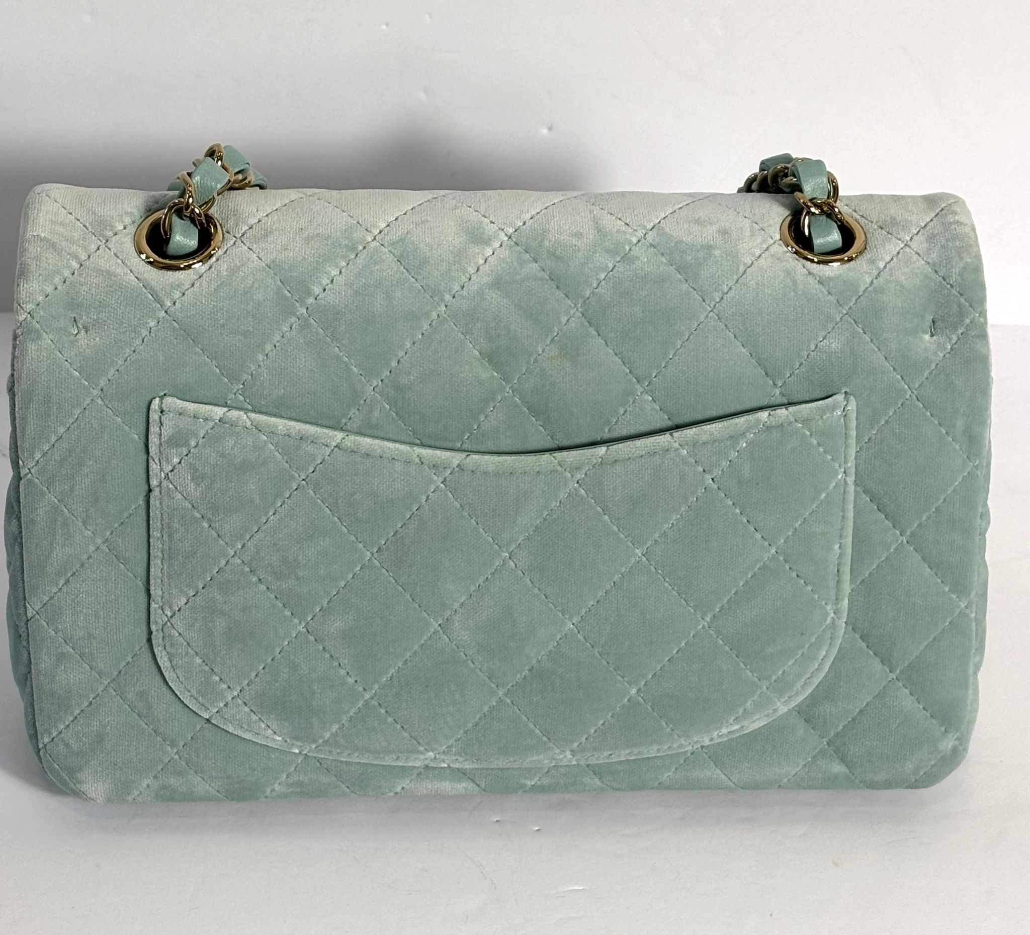 CHANEL VELVET QUILTED SMALL DOUBLE FLAP BAG