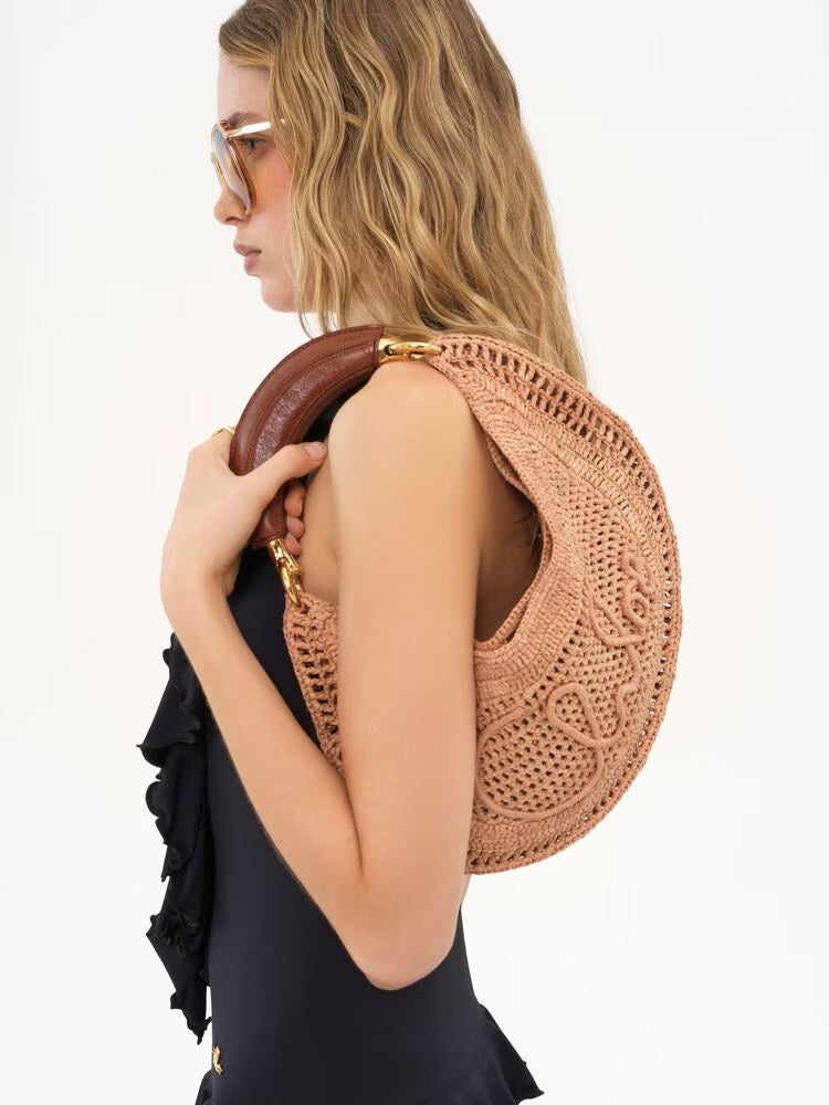 CHLOÉ CROCHET KNIT BANANA HOBO BAG