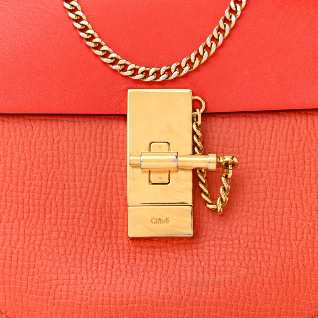 CHLOÉ GRAINED LAMBSKIN LEATHER MINI DREW SHOULDER BAG