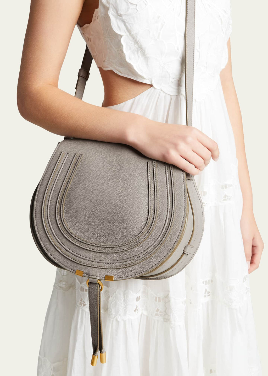 CHLOÉ  MARCIE MEDIUM CALFSKIN LEATHER SADDLE BAG