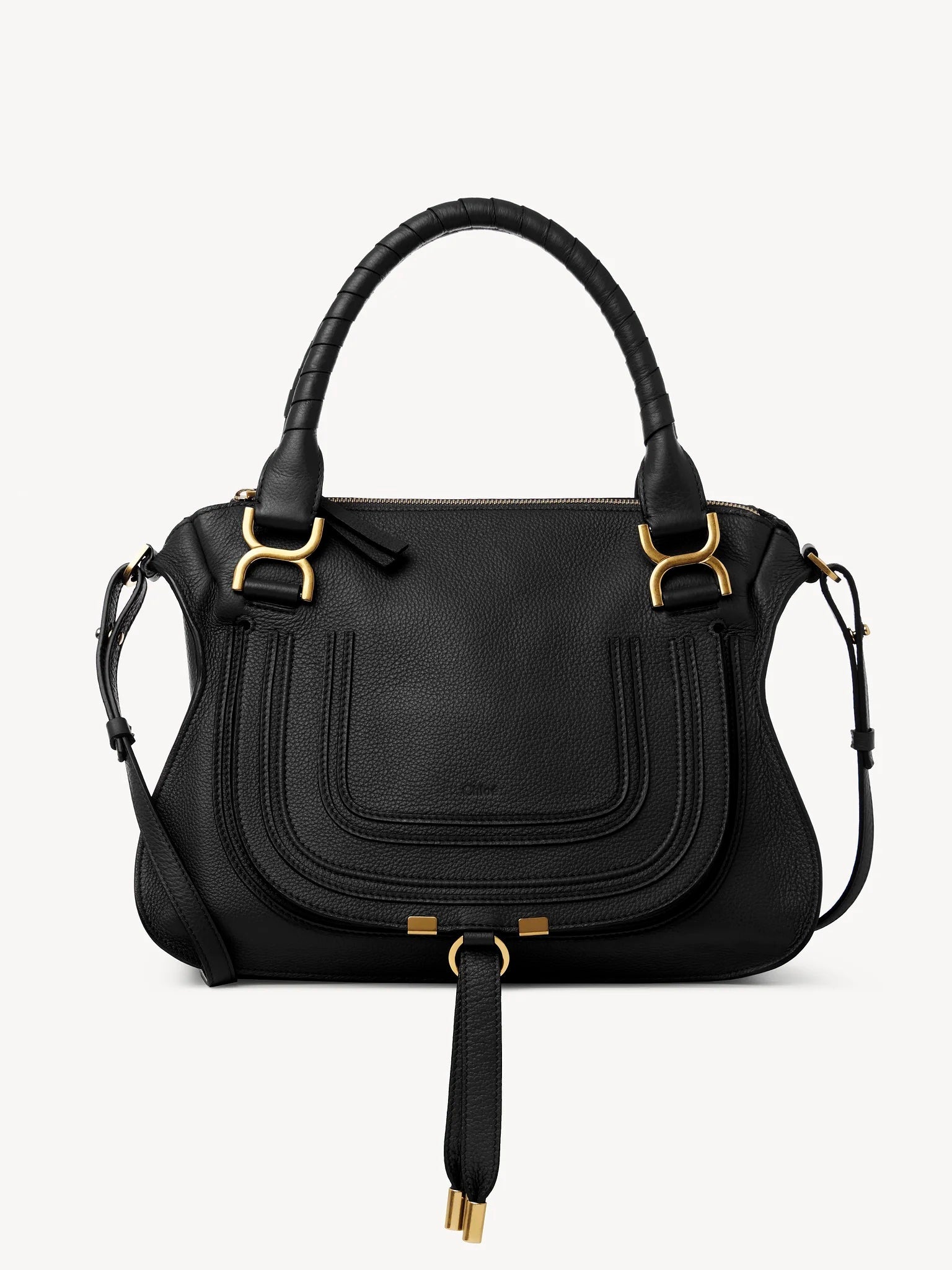 CHLOÉ MEDIUM MARCIE GRAINED CALFSKIN LEATHER BAG