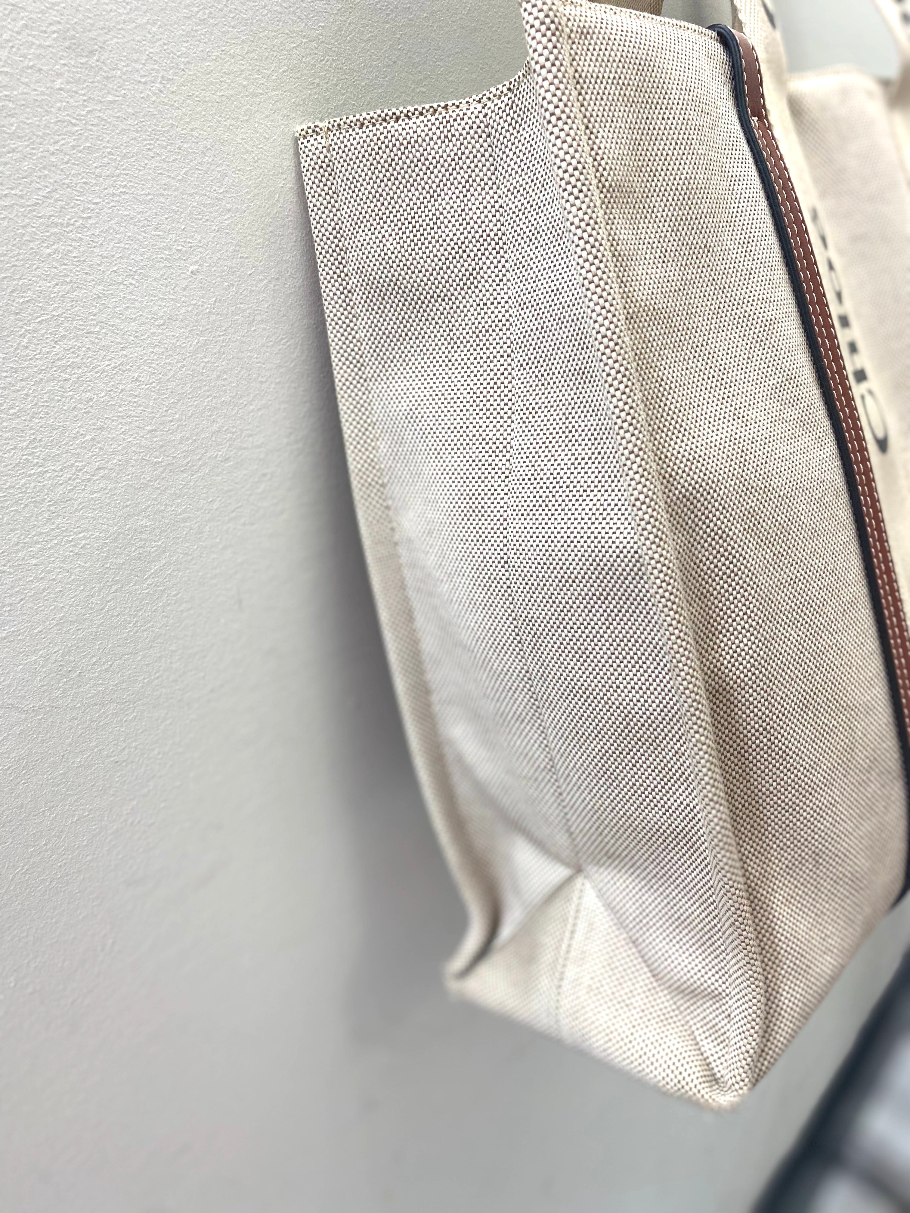 CHLOÉ MEDIUM WOODY LINEN TOTE BAG