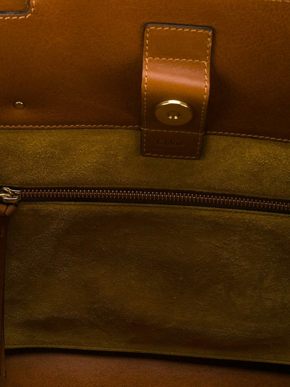 CHLOÉ MILO CALFSKIN LEATHER MEDIUM TOTE BAG CARAMEL