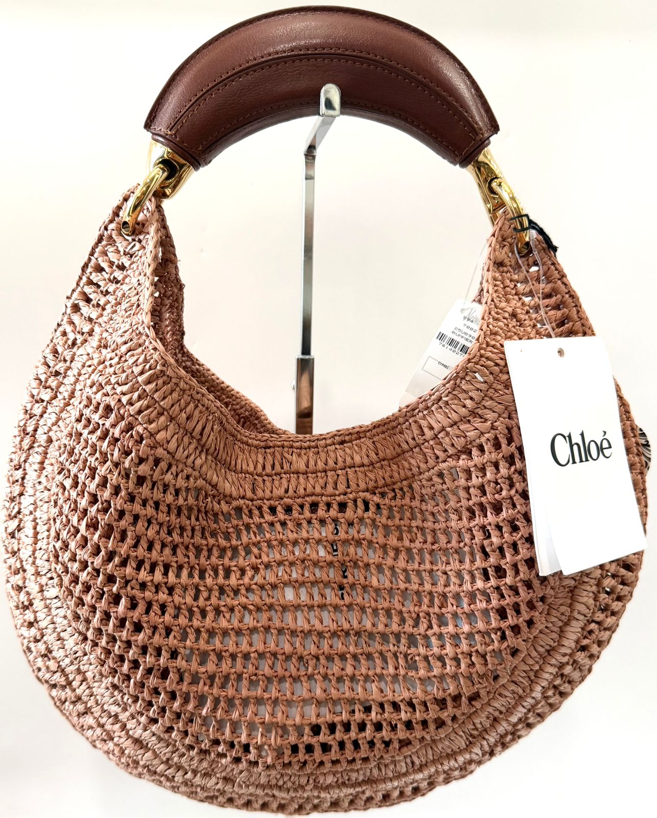 CHLOÉ CROCHET KNIT BANANA HOBO BAG