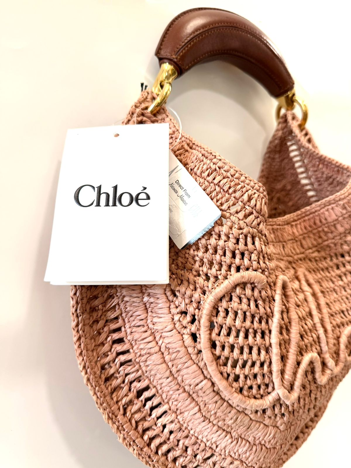 CHLOÉ CROCHET KNIT BANANA HOBO BAG