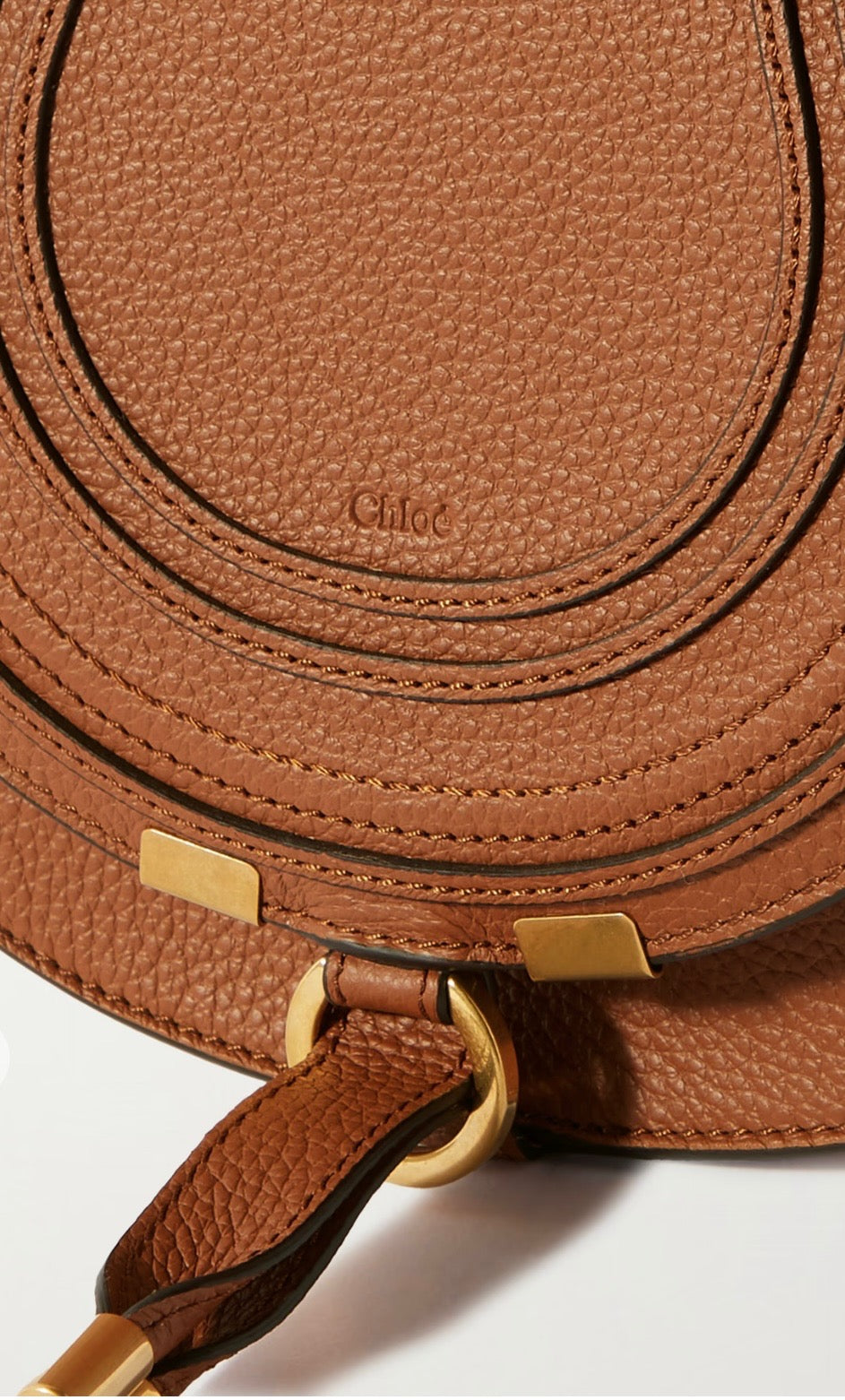 CHLOÉ GRAINED LEATHER SMALL MARCIE SADDLE CROSSBODY BAG