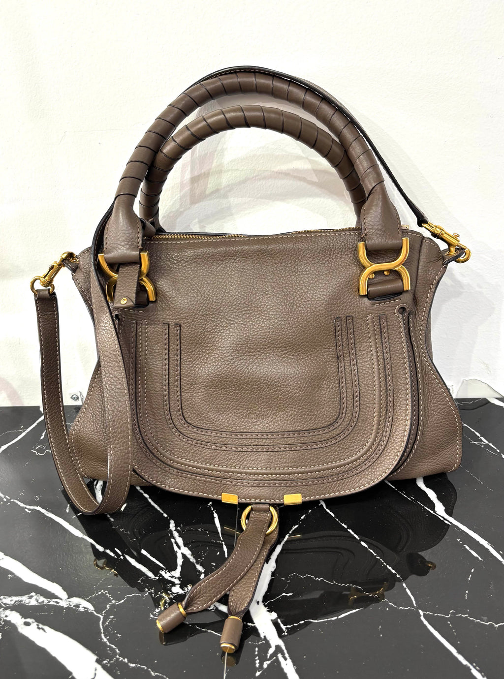 CHLOÉ MEDIUM MARCIE CALFSKIN LEATHER BAG