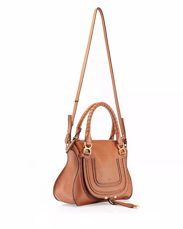 CHLOÉ MEDIUM MARCIE CALFSKIN LEATHER BAG IN TAN