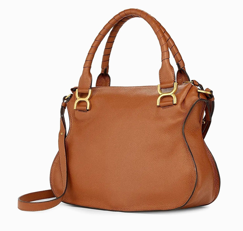CHLOÉ MEDIUM MARCIE CALFSKIN LEATHER BAG IN TAN