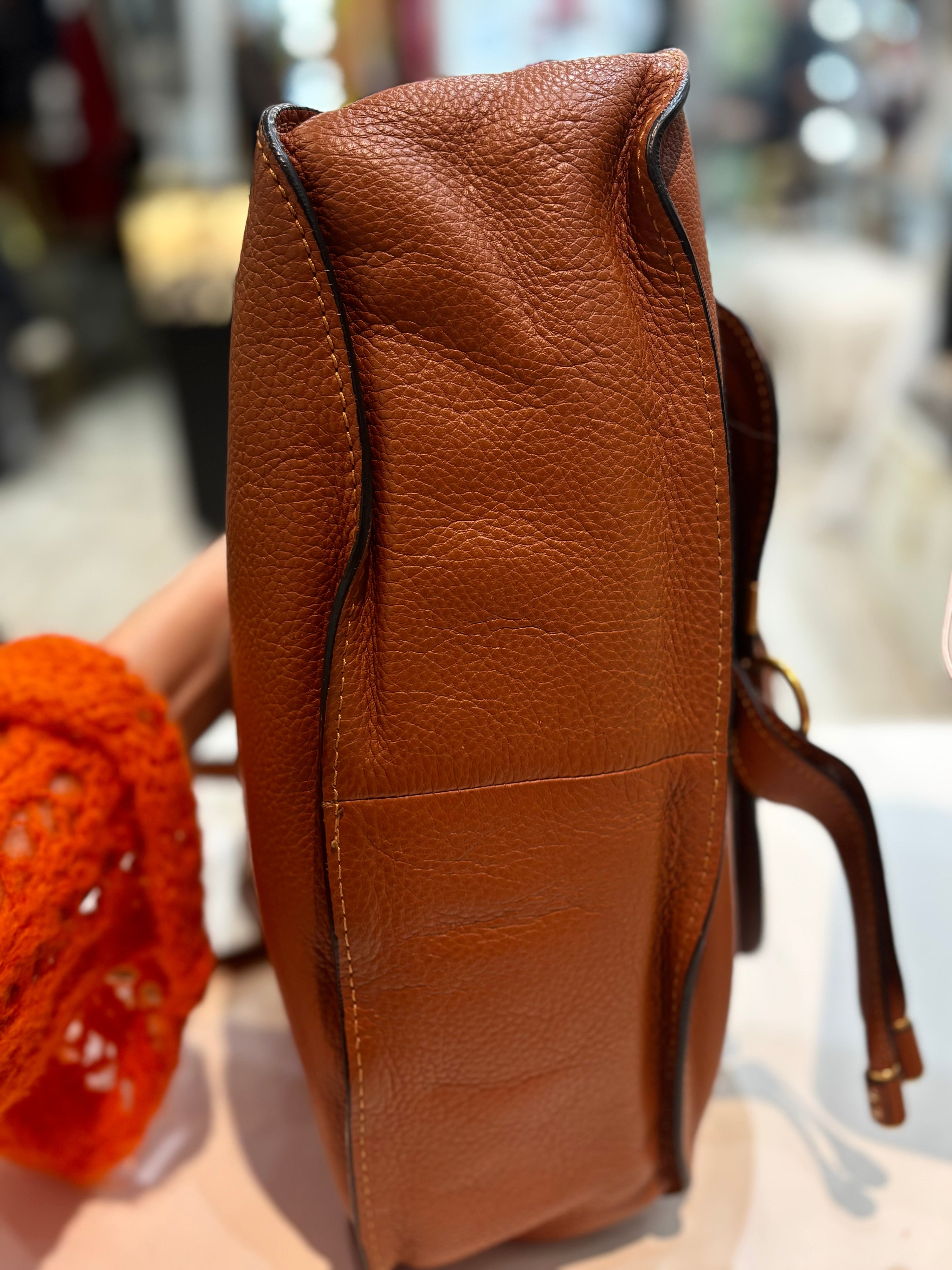 CHLOÉ MEDIUM MARCIE CALFSKIN LEATHER BAG IN TAN