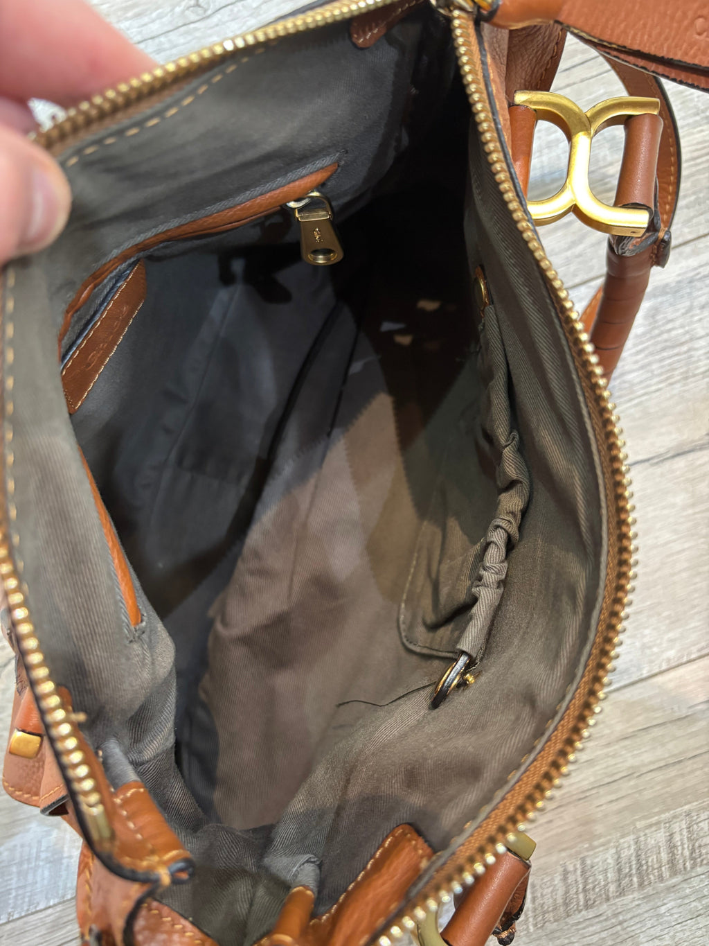 CHLOÉ MEDIUM MARCIE CALFSKIN LEATHER BAG IN TAN