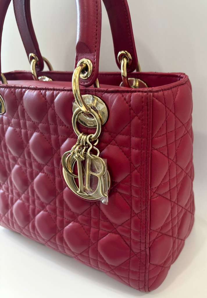 DIOR CANNAGE LADY DIOR NAPPA LAMBSKIN LEATHER SMALL BAG