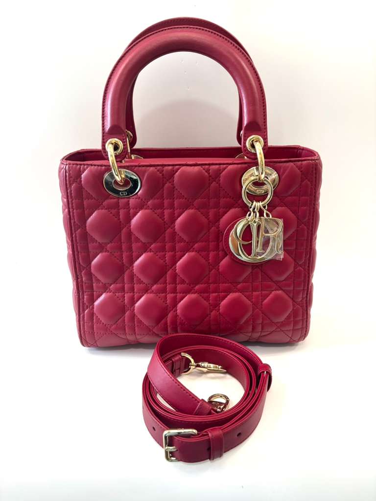 DIOR CANNAGE LADY DIOR NAPPA LAMBSKIN LEATHER SMALL BAG