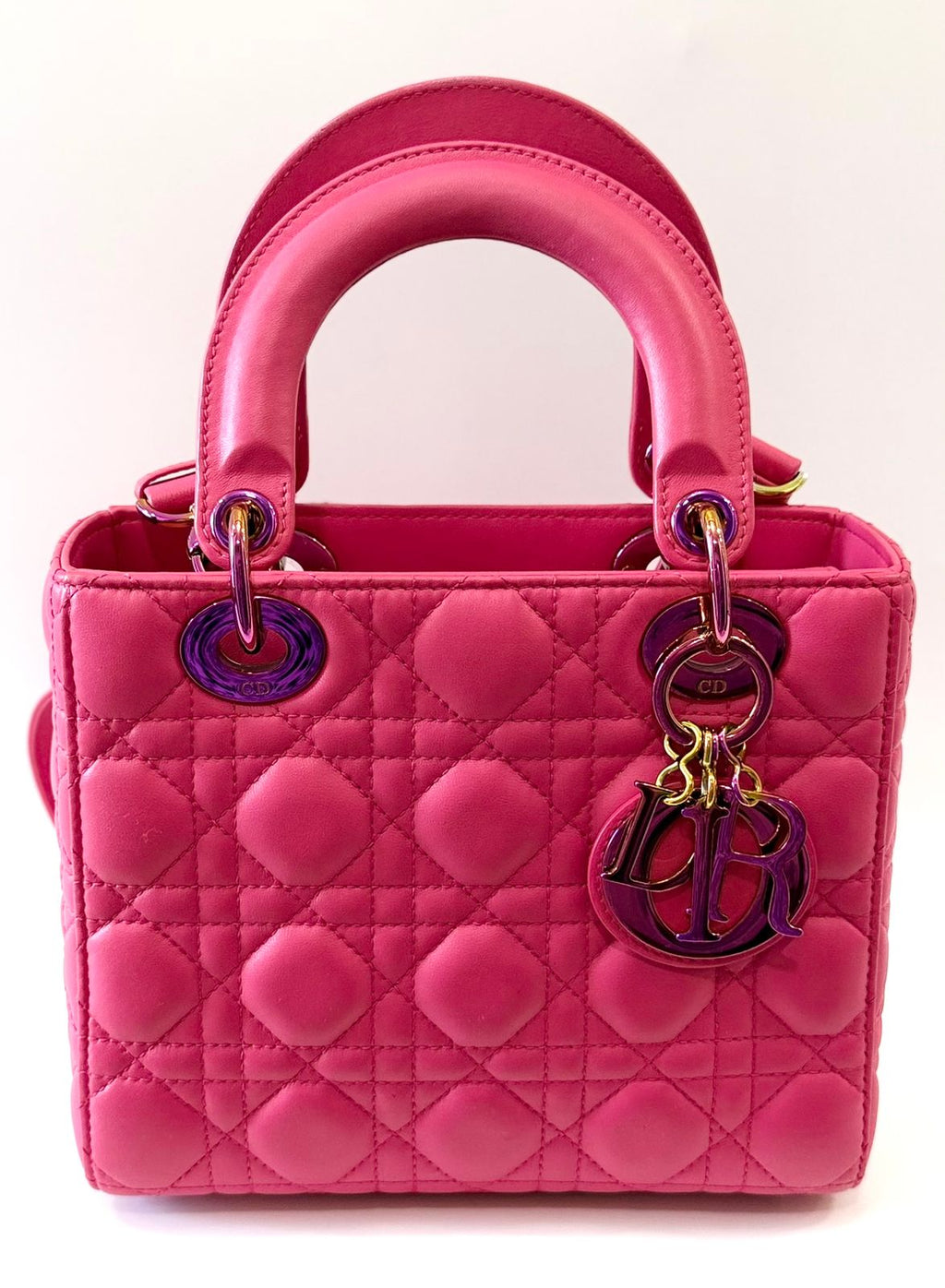 DIOR CANNAGE SMALL RAINBOW LADY DIOR LAMBSKIN LEATHER BAG