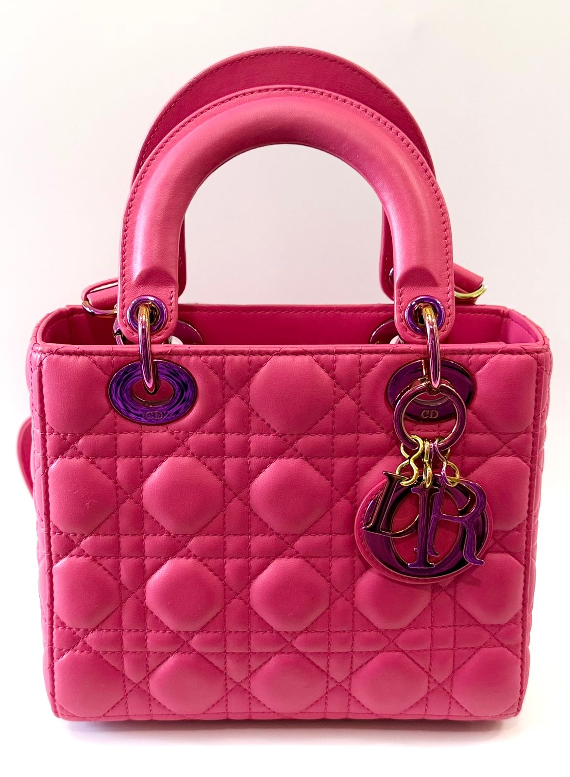 DIOR CANNAGE SMALL RAINBOW LADY DIOR LAMBSKIN LEATHER BAG