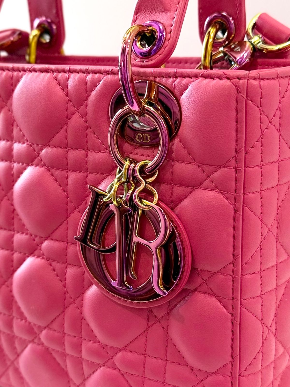 DIOR CANNAGE SMALL RAINBOW LADY DIOR LAMBSKIN LEATHER BAG