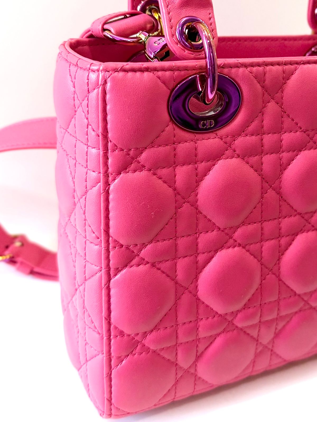 DIOR CANNAGE SMALL RAINBOW LADY DIOR LAMBSKIN LEATHER BAG