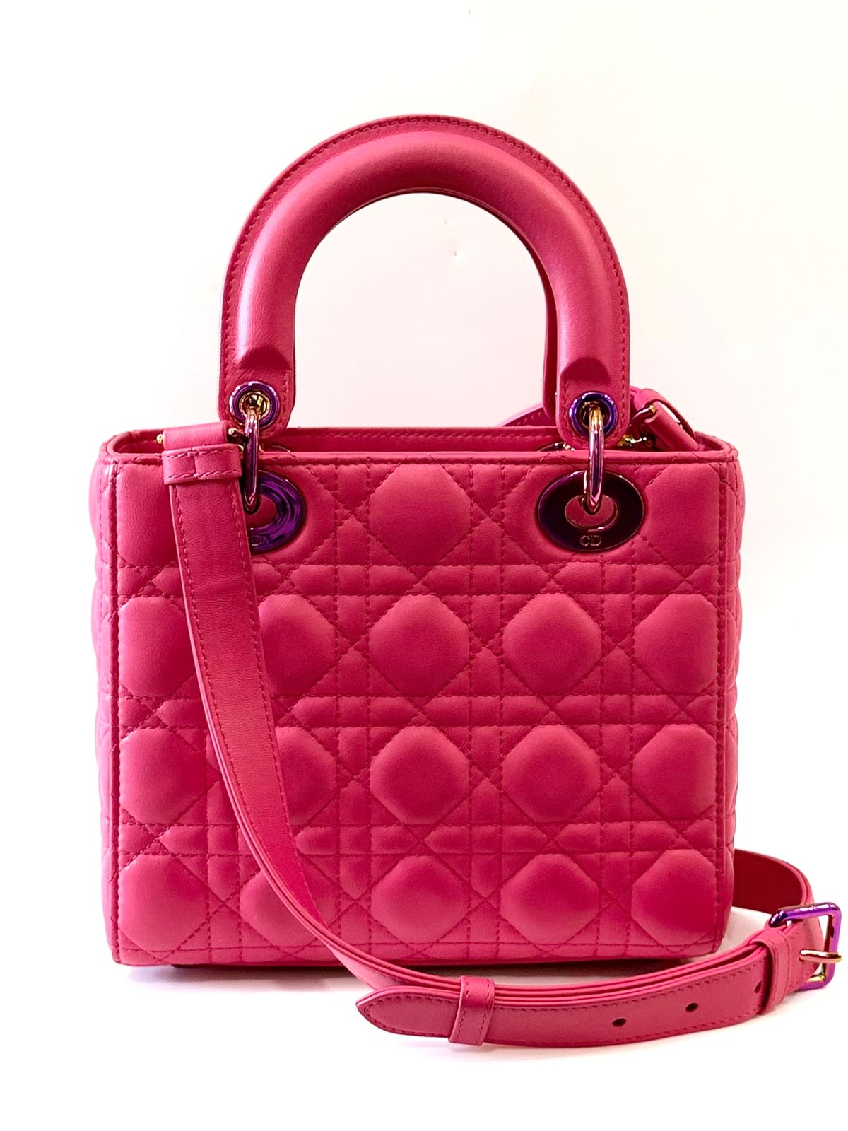 DIOR CANNAGE SMALL RAINBOW LADY DIOR LAMBSKIN LEATHER BAG