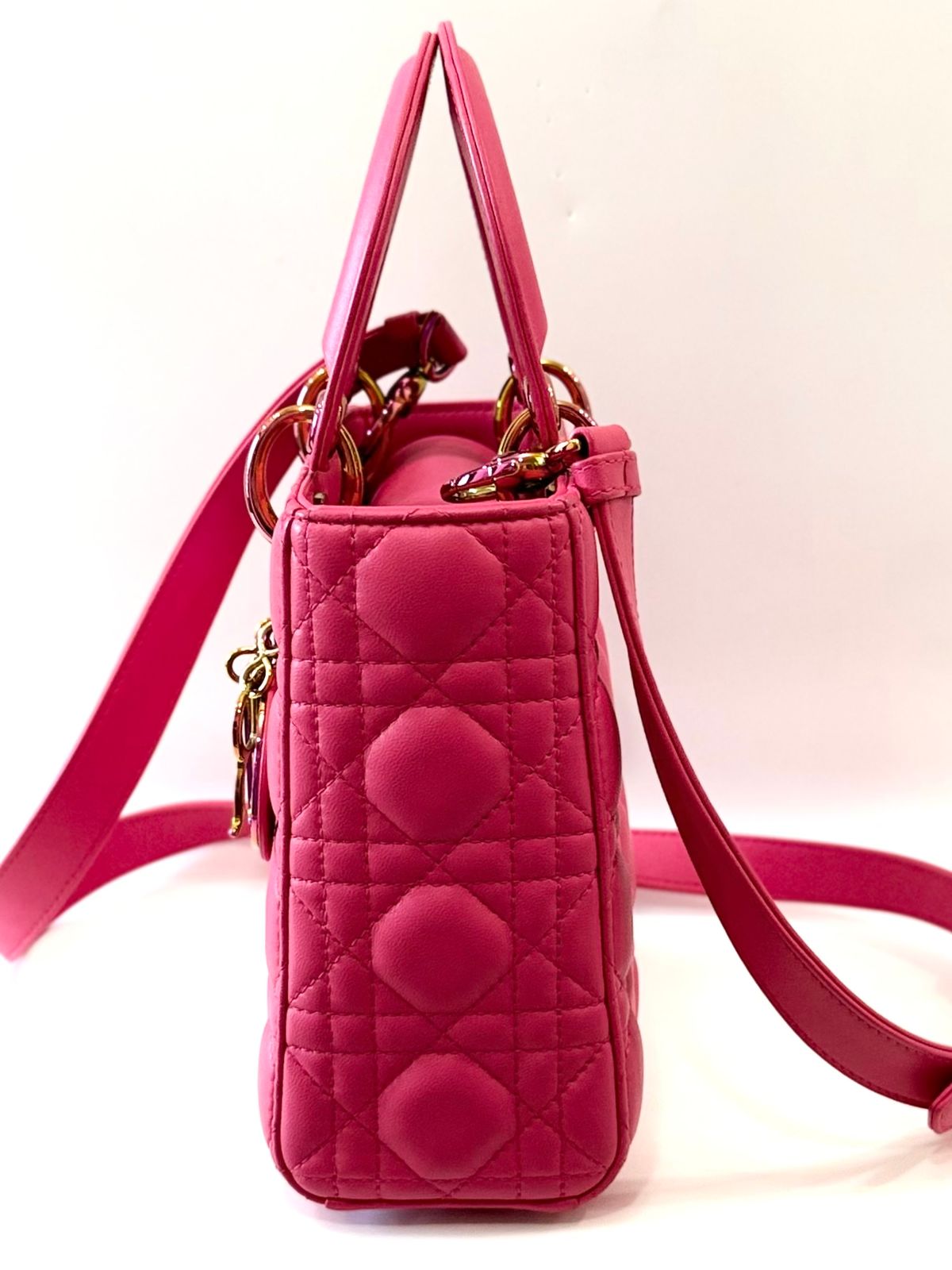 DIOR CANNAGE SMALL RAINBOW LADY DIOR LAMBSKIN LEATHER BAG