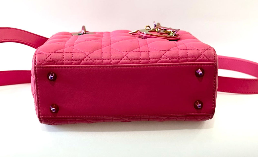 DIOR CANNAGE SMALL RAINBOW LADY DIOR LAMBSKIN LEATHER BAG