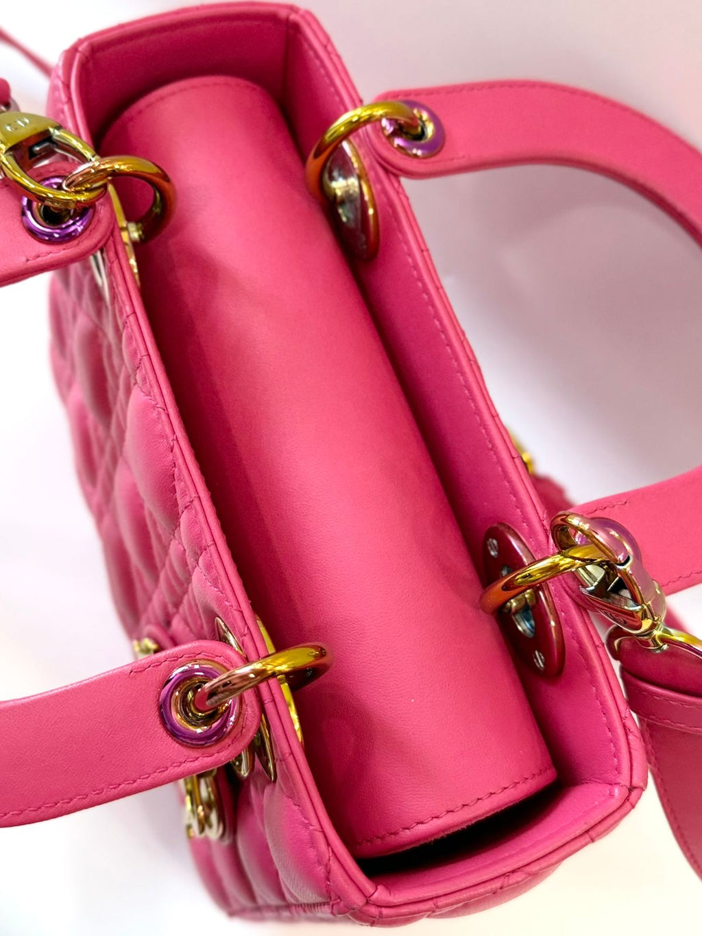 DIOR CANNAGE SMALL RAINBOW LADY DIOR LAMBSKIN LEATHER BAG