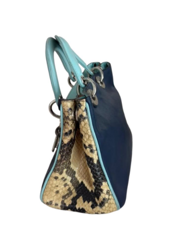 DIOR DIORISSIMO SMOOTH CALFSKIN PYTHON LEATHER TOTE BAG