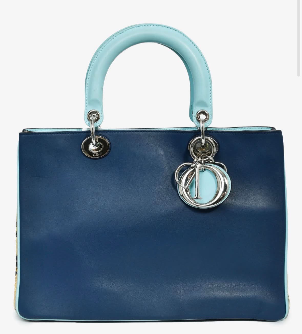DIOR DIORISSIMO SMOOTH CALFSKIN PYTHON LEATHER TOTE BAG