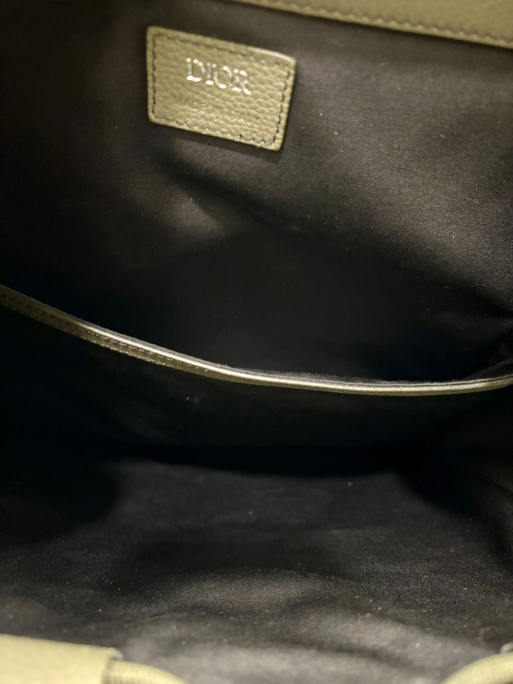CHRISTIAN DIOR GRAINED CALFSKIN SADDLE DRAWSTRING BACKPACK