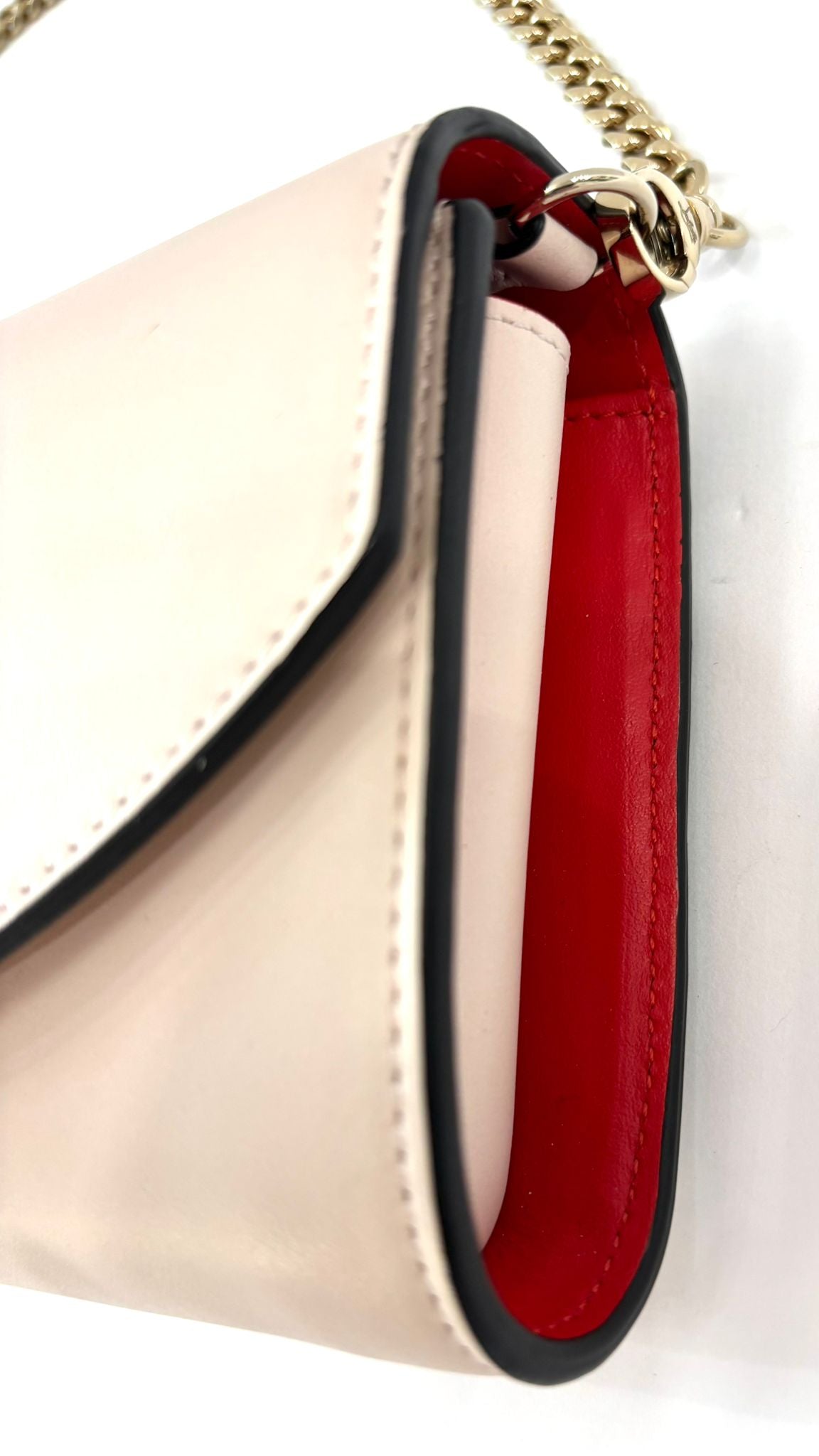 LOUBOUTIN LOUBI54 CALFSKIN LEATHER CHAIN WALLET