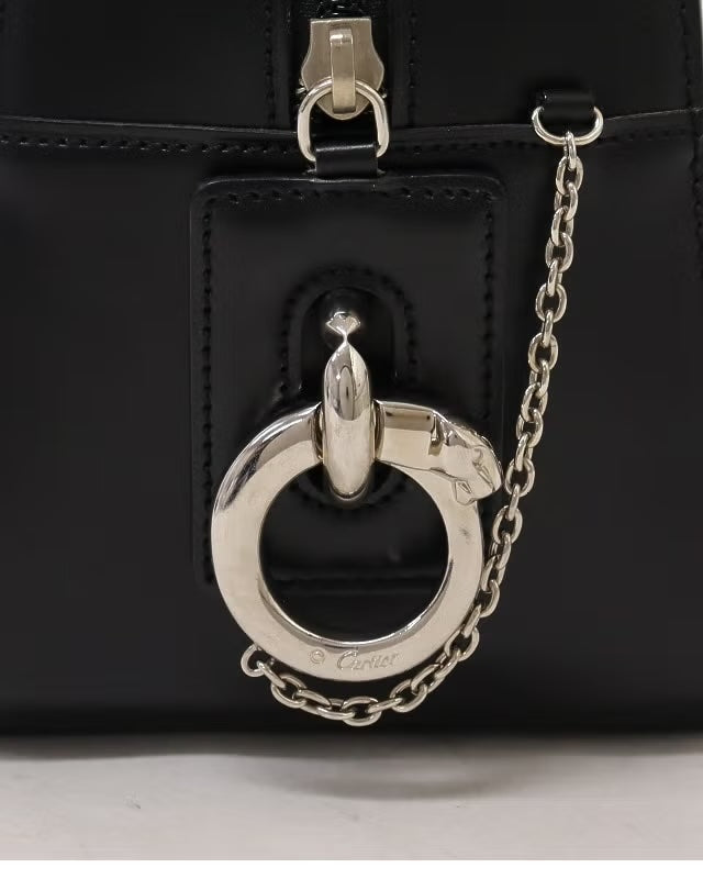 CARTIER VINTAGE PANTHÈRE CALFSKIN LEATHER HANDBANG