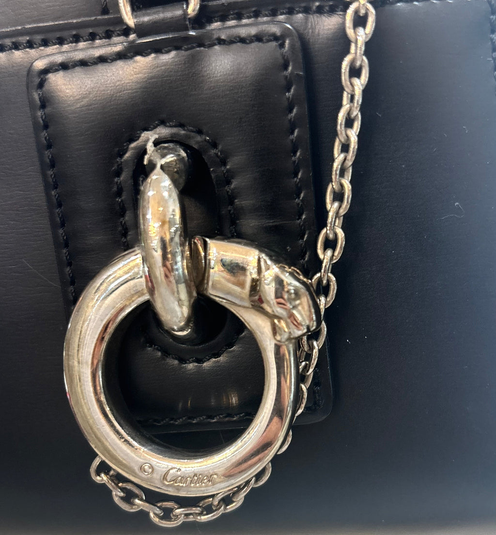 CARTIER VINTAGE PANTHÈRE CALFSKIN LEATHER HANDBANG