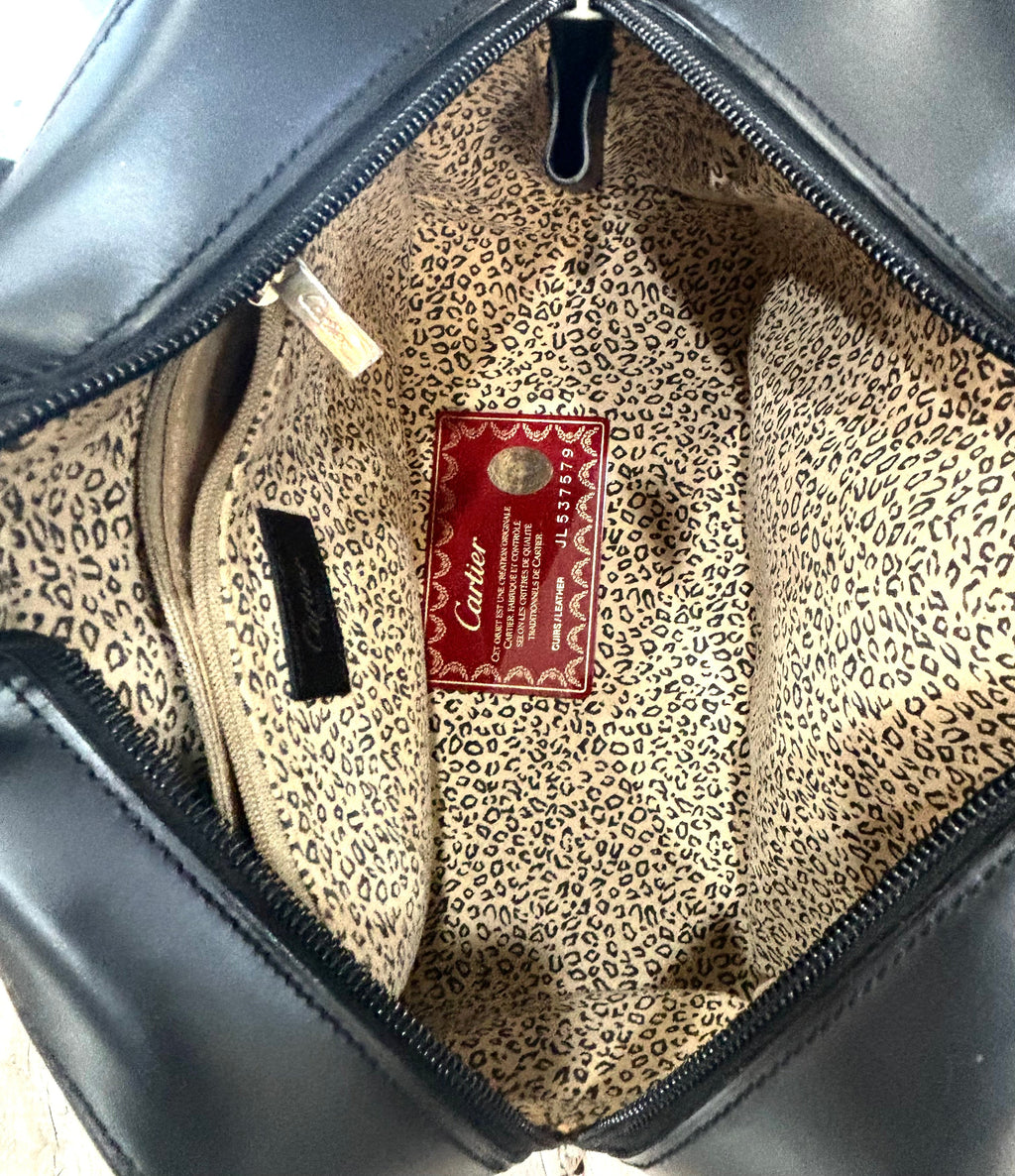 CARTIER VINTAGE PANTHÈRE CALFSKIN LEATHER HANDBANG